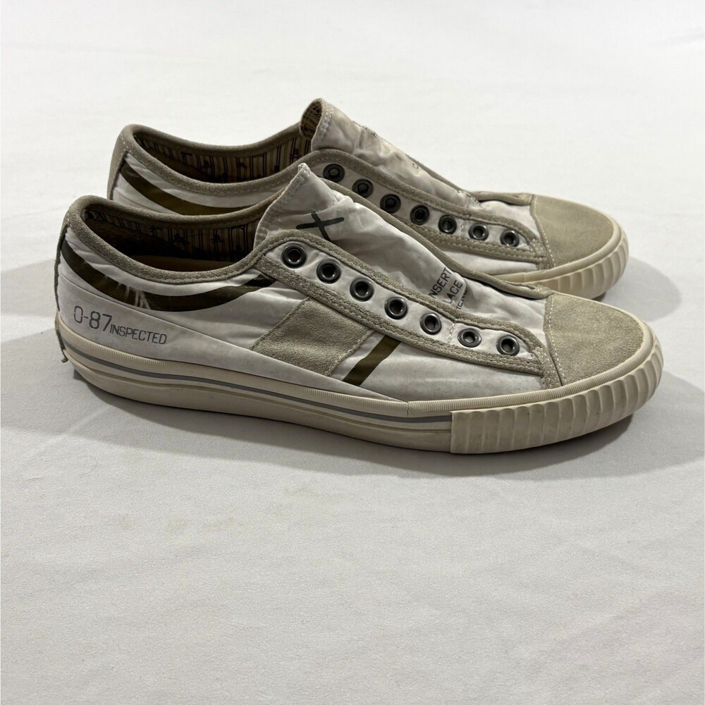 John Varvatos BootLeg Laceless Off White Mens Slip On Sneakers Shoes Sz 10 M